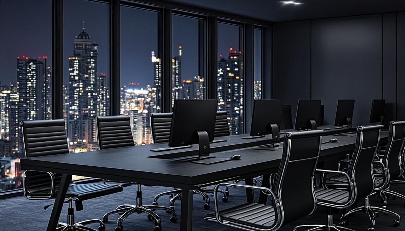 Modern dark technology office conference room